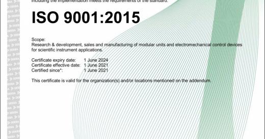 ISO 9001 certificate ModuVision