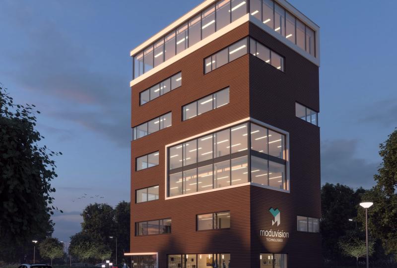 Nieuw ModuVision kantoor bij avond